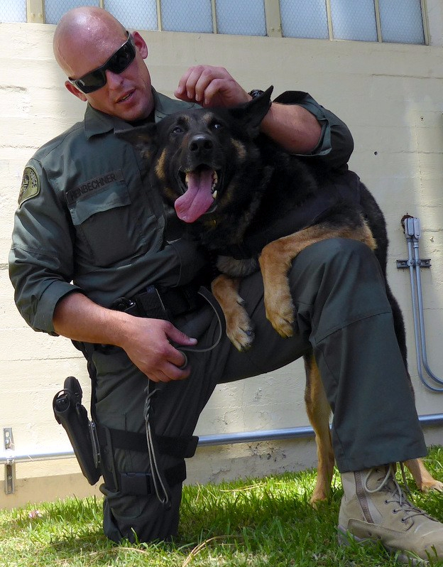 K-9 Officer Heinbechner with police dog, Idol